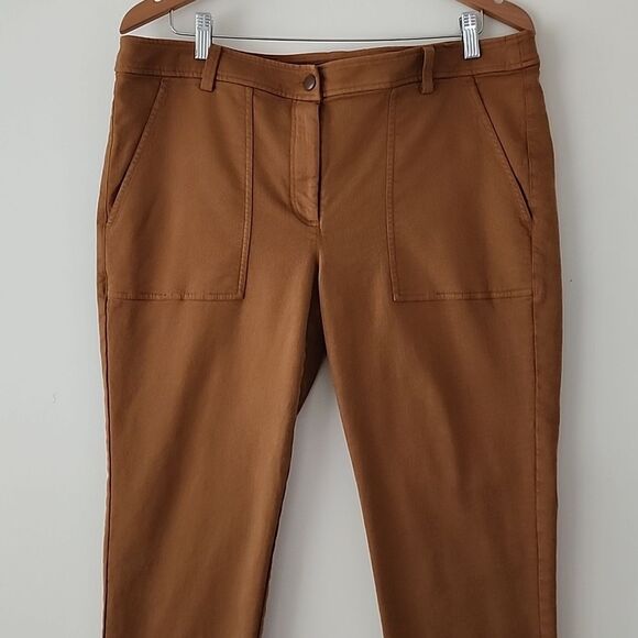Eileen Fisher Soft Organic Cotton Twill Ankle Pants Rust Brown Size 12 bx27 - Picture 2 of 6